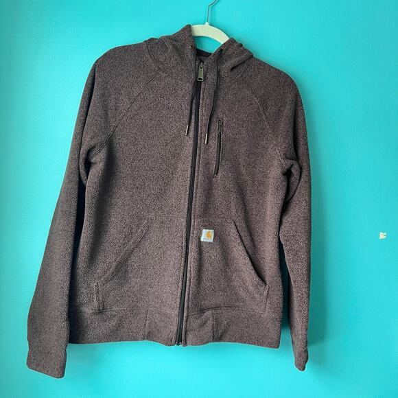 Carhartt Full Zip Hooded Relaxed Fit Jacket Women's Size M Heather Maroon Color - Picture 9 of 10